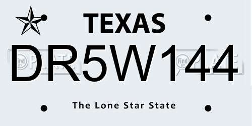 DR5W144 Texas License Plate