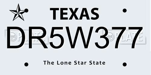 DR5W377 Texas License Plate