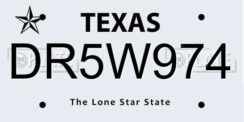 DR5W974 Texas License Plate