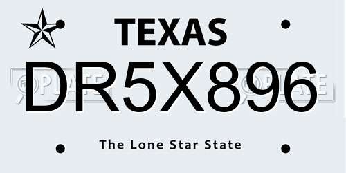 DR5X896 Texas License Plate