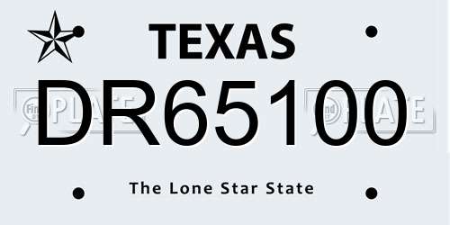 DR65100 Texas License Plate