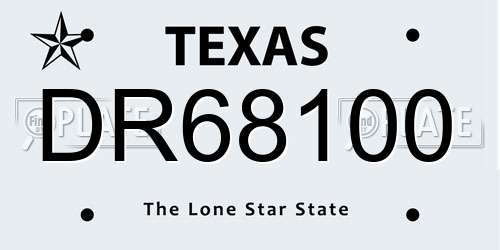 DR68100 Texas License Plate