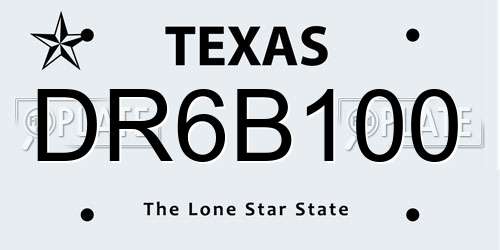 DR6B100 Texas License Plate