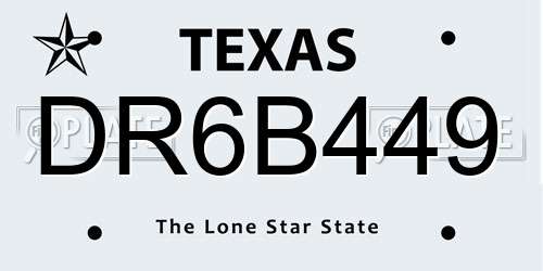 DR6B449 Texas License Plate