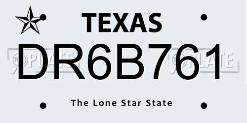 DR6B761 Texas License Plate