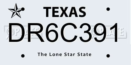 DR6C391 Texas License Plate