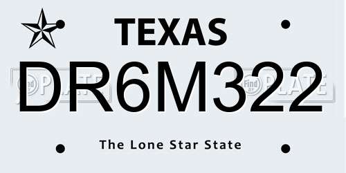 DR6M322 Texas License Plate