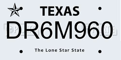 DR6M960 Texas License Plate