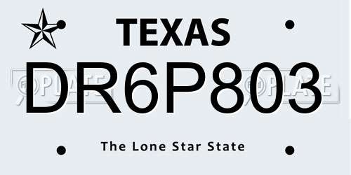 DR6P803 Texas License Plate