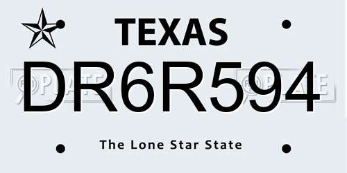 DR6R594 Texas License Plate