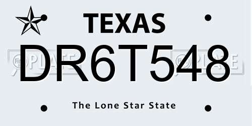 DR6T548 Texas License Plate