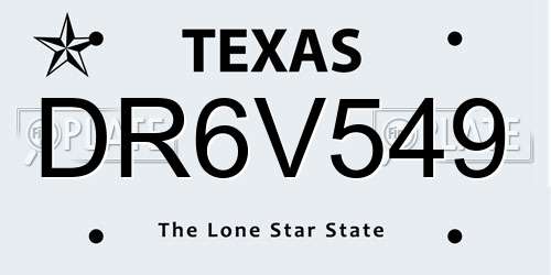 DR6V549 Texas License Plate