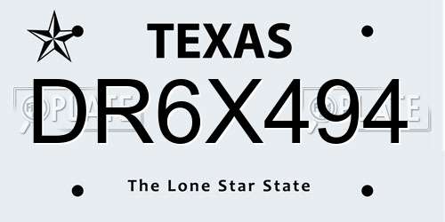 DR6X494 Texas License Plate