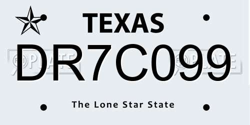 DR7C099 Texas License Plate