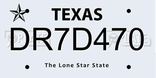 DR7D470 Texas License Plate
