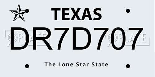 DR7D707 Texas License Plate