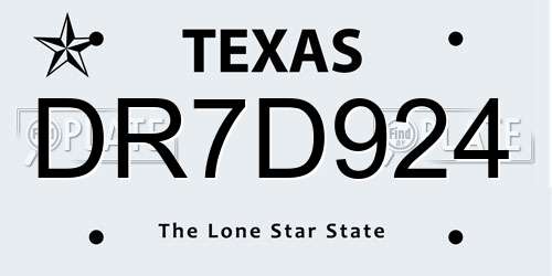 DR7D924 Texas License Plate