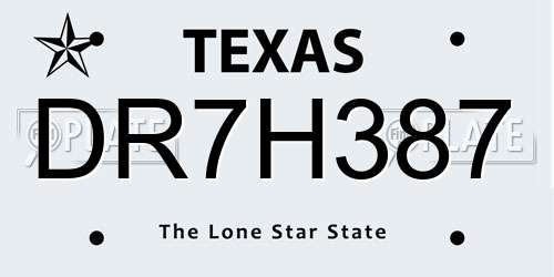DR7H387 Texas License Plate