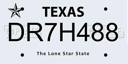 DR7H488 Texas License Plate
