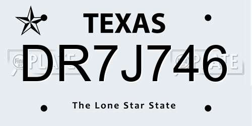 DR7J746 Texas License Plate