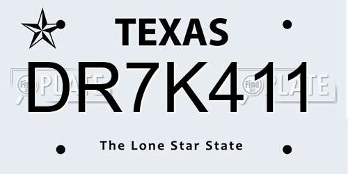 DR7K411 Texas License Plate