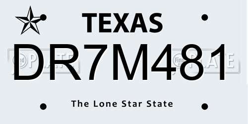 DR7M481 Texas License Plate