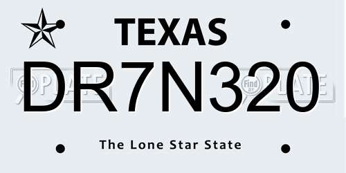 DR7N320 Texas License Plate