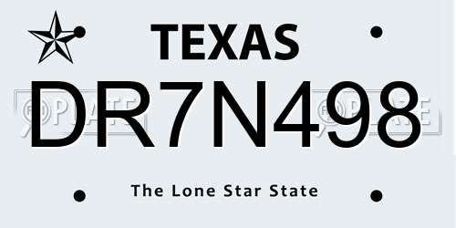 DR7N498 Texas License Plate