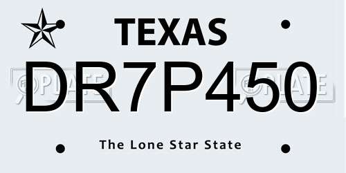 DR7P450 Texas License Plate