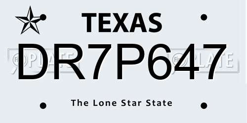 DR7P647 Texas License Plate