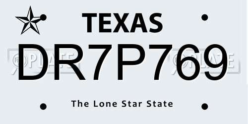 DR7P769 Texas License Plate