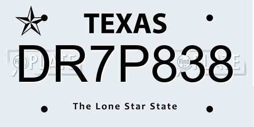 DR7P838 Texas License Plate