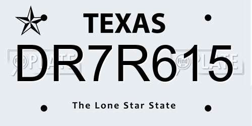 DR7R615 Texas License Plate