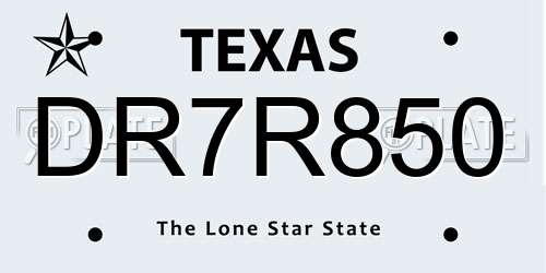 DR7R850 Texas License Plate