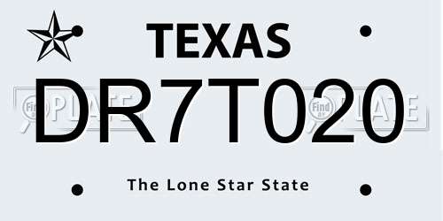 DR7T020 Texas License Plate