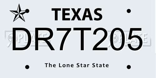 DR7T205 Texas License Plate