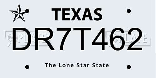 DR7T462 Texas License Plate