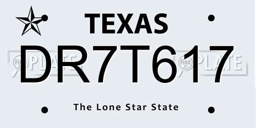 DR7T617 Texas License Plate