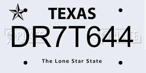 DR7T644 Texas License Plate