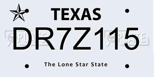 DR7Z115 Texas License Plate