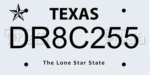 DR8C255 Texas License Plate