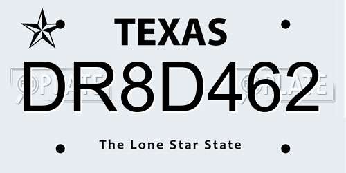 DR8D462 Texas License Plate