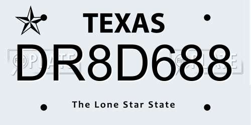 DR8D688 Texas License Plate