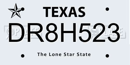 DR8H523 Texas License Plate