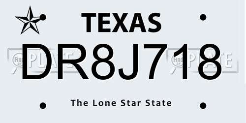 DR8J718 Texas License Plate
