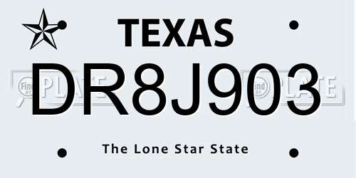 DR8J903 Texas License Plate