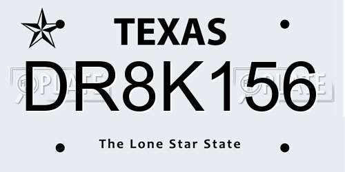 DR8K156 Texas License Plate