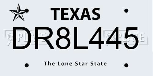 DR8L445 Texas License Plate