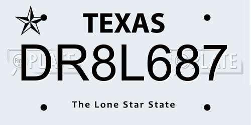 DR8L687 Texas License Plate