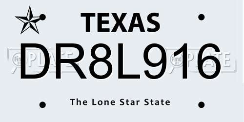 DR8L916 Texas License Plate